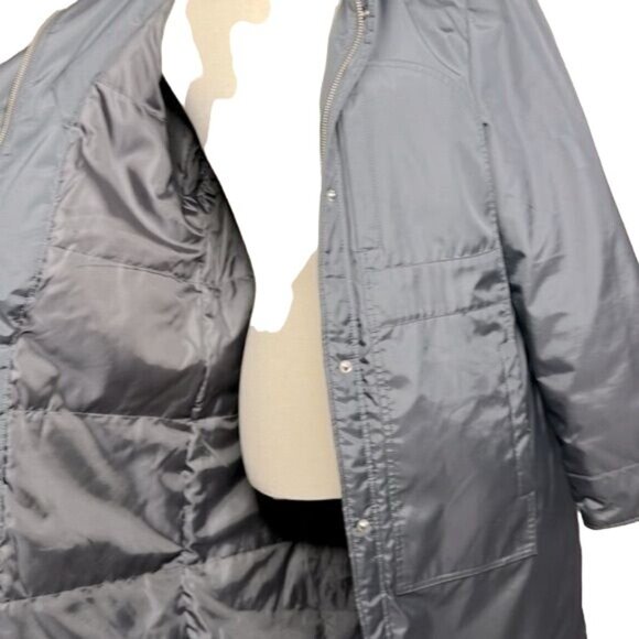 Michael Michael Kors Coat Winter Mid Length Gray Waterproof Hood Faux Fur Large - Picture 4 of 12